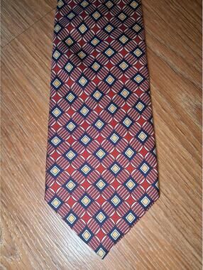 Robert Talbott Silk Tie Red Geometric Handmade Wide